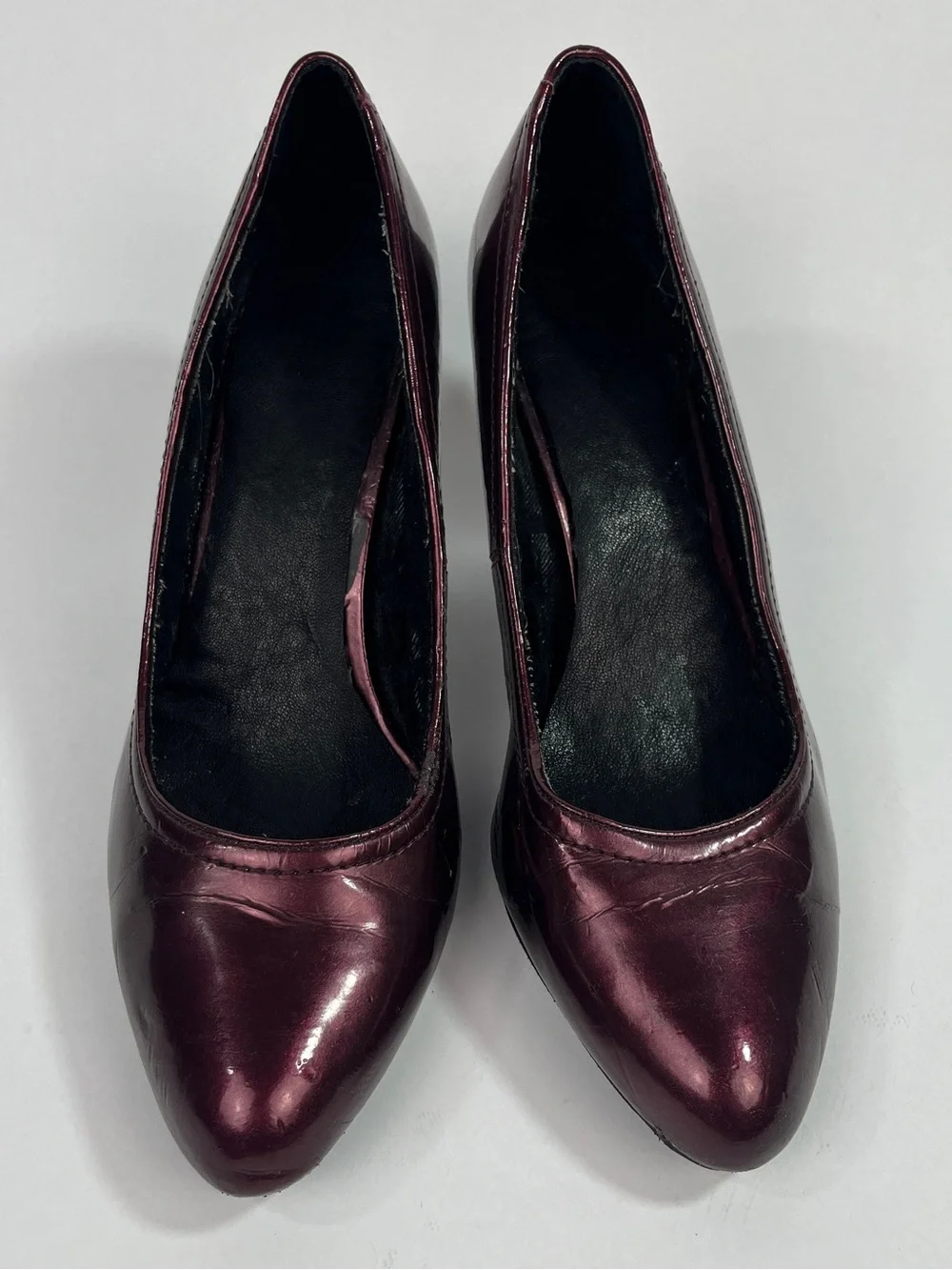 ALDO Women's Burgundy Classic Mid-Heel Almond Toe Pumps